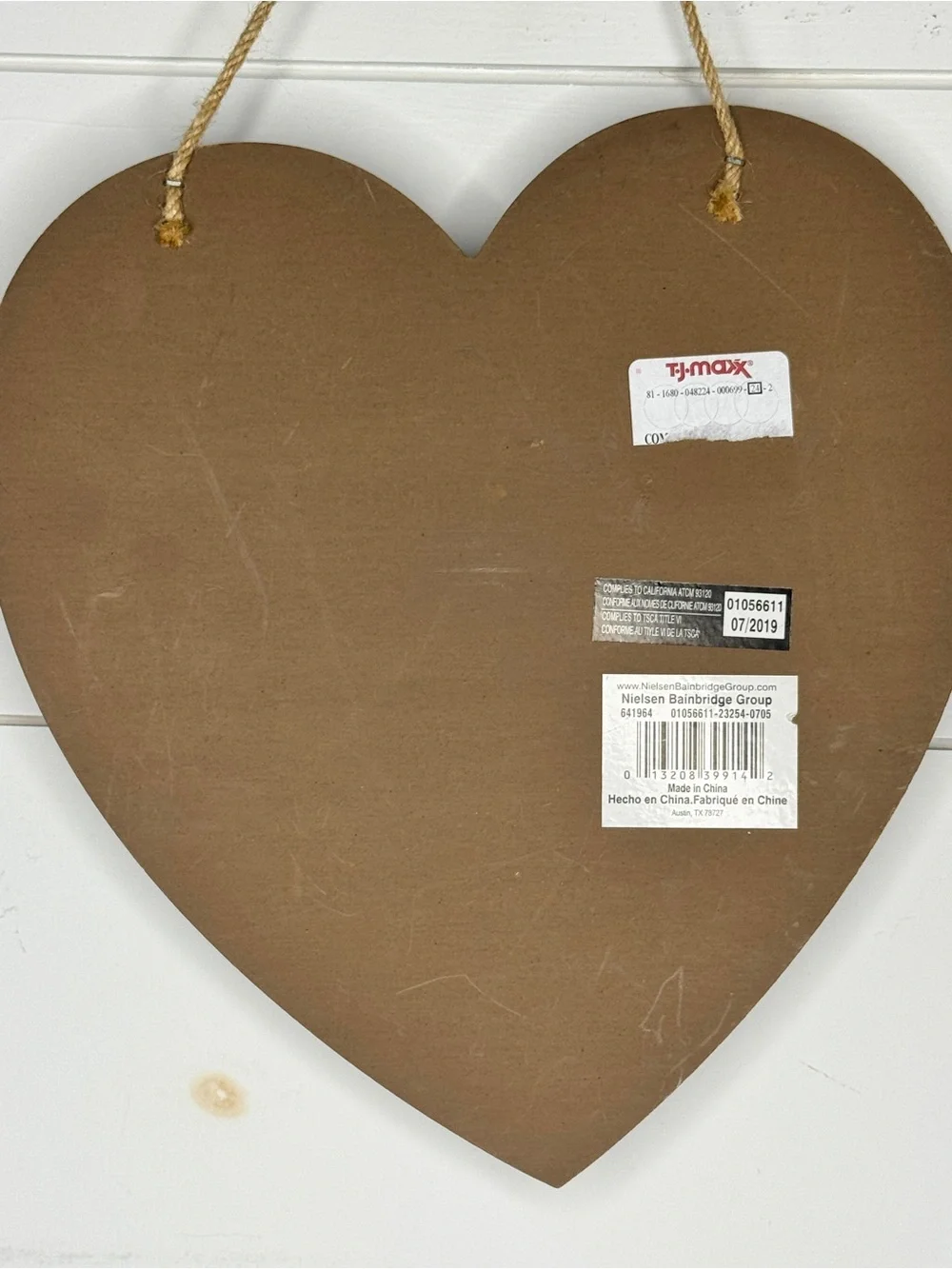 Rustic Metal Heart Wall Decor with Clip - Silver and Brown